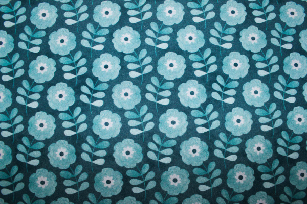 Baumwolle Emilie  Blumen petrol (10 cm)